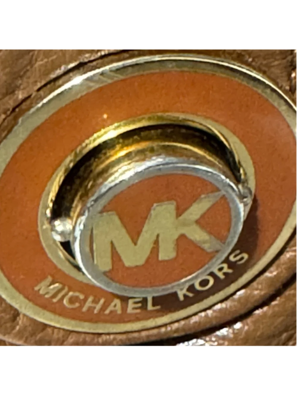 Michael Kors Brown Pebbled Leather Satchel Crossbody Bag Gold Hardware